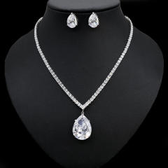 Color cubic zircon drop diamond necklace set