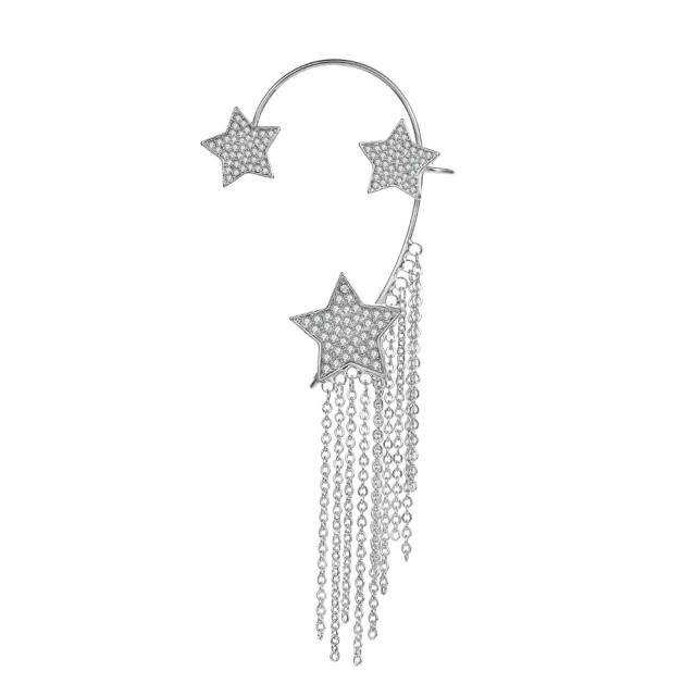 Diamond star long tassel ear wrap