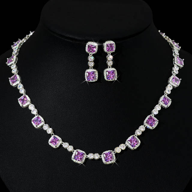Luxury cubic zircon diamond necklace set wedding necklace