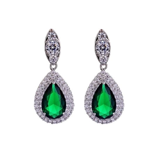 Delicate color cubic zircon drop diamond necklace set