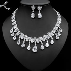 Occident fashion color cubic zircon drop diamond necklace set