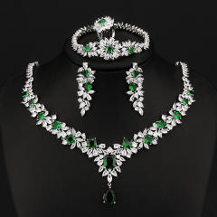 Luxury pave setting color cubic zircon necklace set
