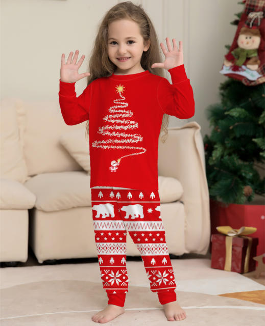 Christmas tree printing pajamas family matching pajamas