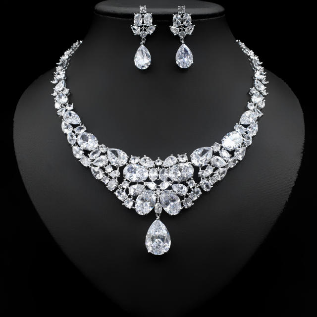 Occident fashion luxury colorful cubic zircon necklace set
