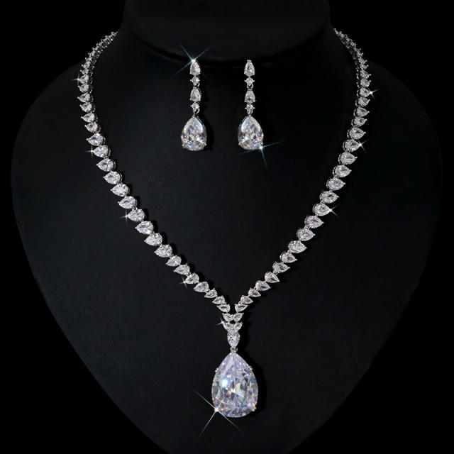 Hiphop colorful cubic ziron wedding necklace set