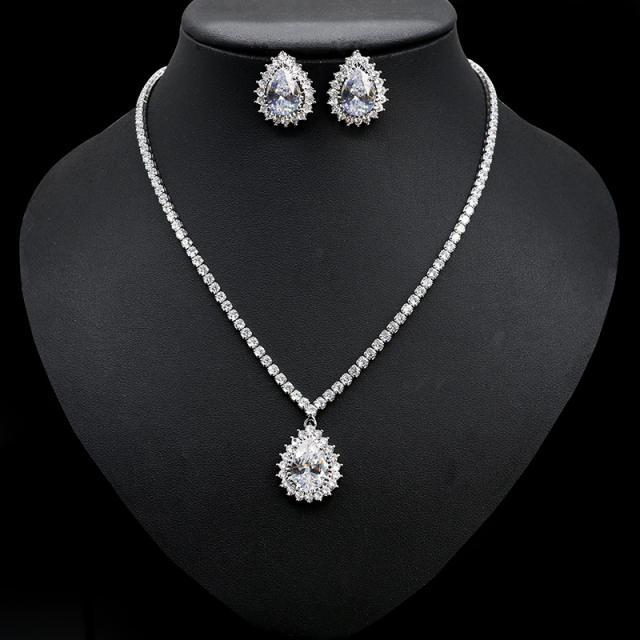 Korean fashion concise drop diamond necklace set