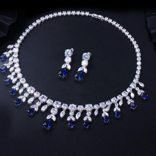AAA luxury cubic zircon statement diamond necklace set