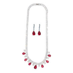 2pcs easy match colorful diamond necklace set