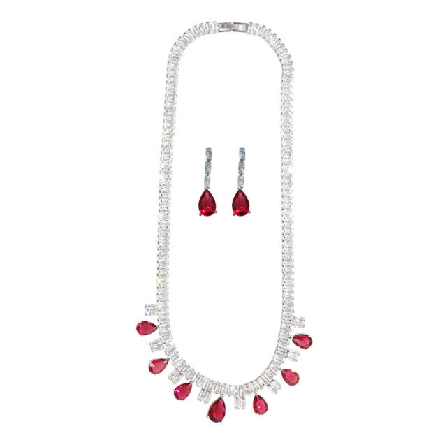 2pcs easy match colorful diamond necklace set