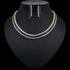 Pave setting diamond colorful necklace set