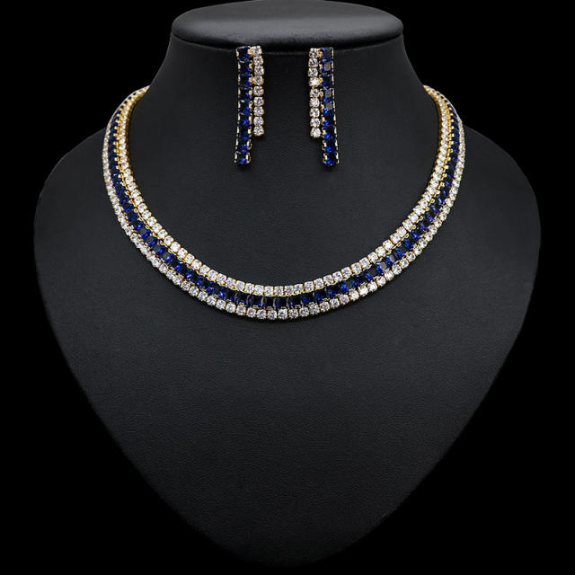 Pave setting diamond colorful necklace set