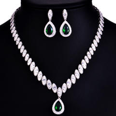 Delicate color cubic zircon drop diamond necklace set