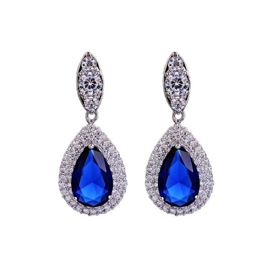 Delicate color cubic zircon drop diamond necklace set