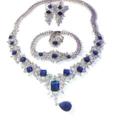 Luxury pave setting color cubic zircon necklace set