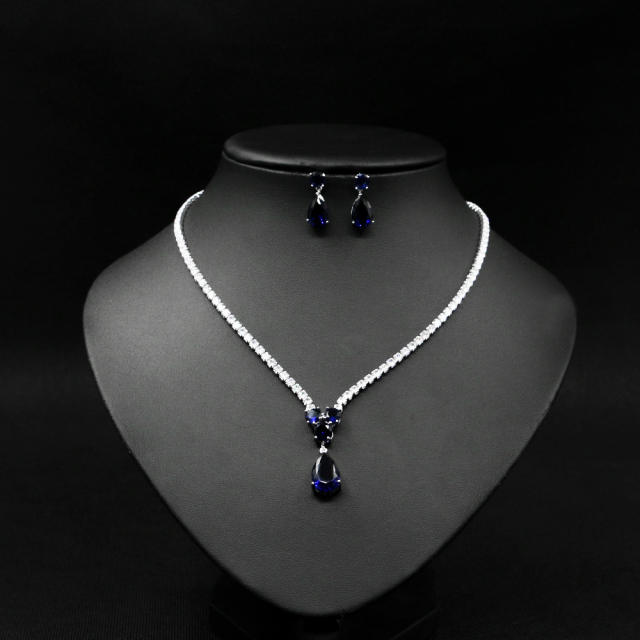 Luxury drop cubic zircon diamond necklace set