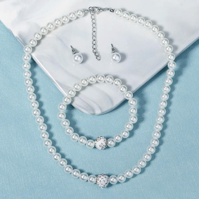 Simple pearl necklace set for wedding