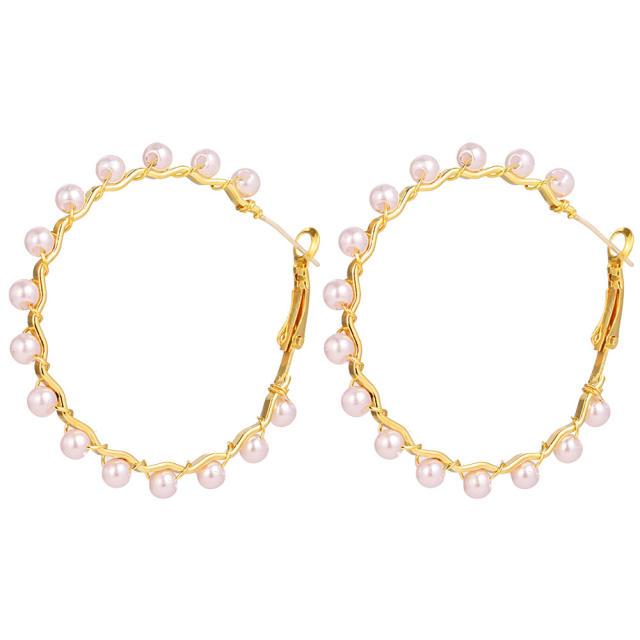 Geometric hoop earrings pearl earrings