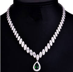 Delicate color cubic zircon drop diamond necklace set