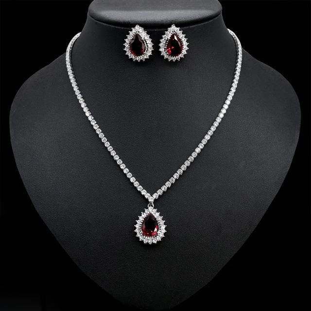 Korean fashion concise drop diamond necklace set