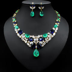 Occident fashion luxury colorful cubic zircon necklace set