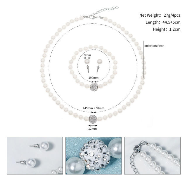 Simple pearl necklace set for wedding