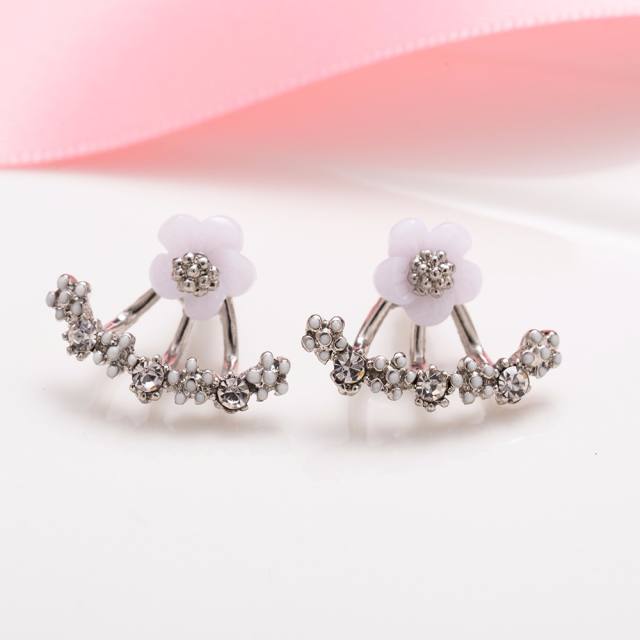 Korean fashion daisy flower jacket earrings