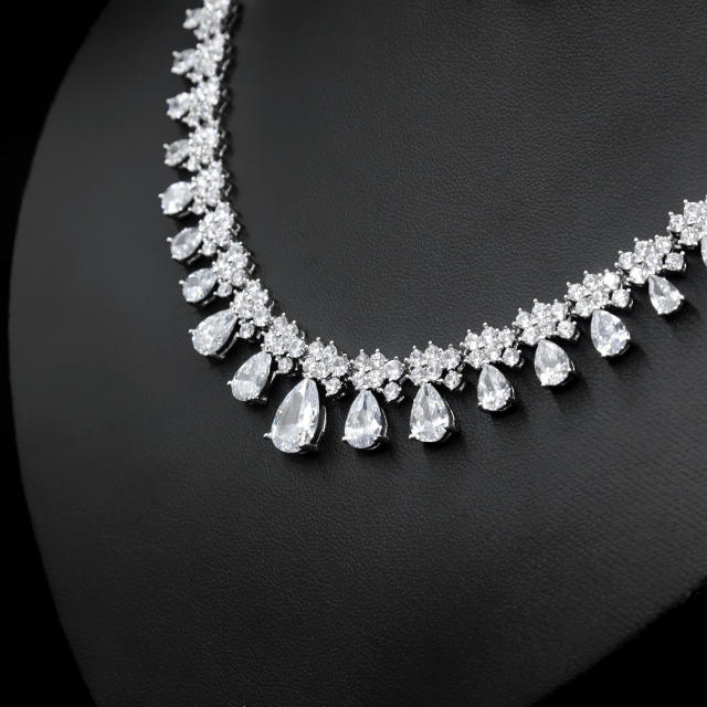 Elegant colorful cubic zircon diamond necklace set