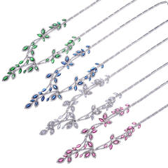 Elegant pave setting rhinestone leaf diamond necklace set