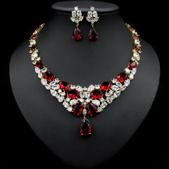 Occident fashion luxury colorful cubic zircon necklace set
