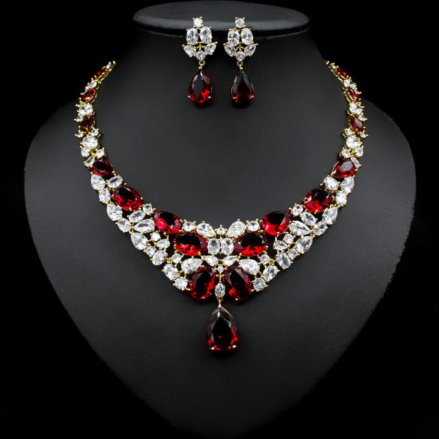Occident fashion luxury colorful cubic zircon necklace set