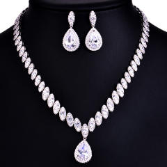 Delicate color cubic zircon drop diamond necklace set
