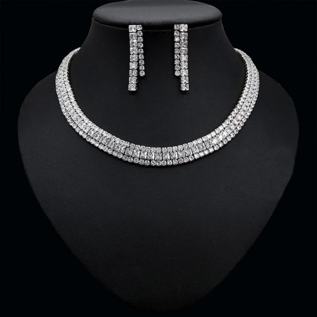 Pave setting diamond colorful necklace set