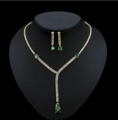 Delicate colorful cubic zircon diamond necklace set