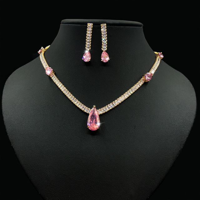 Occident fashion luxury pave setting cubic zircon necklace set