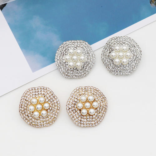 Geometric faux pearl wedding clip on earrings