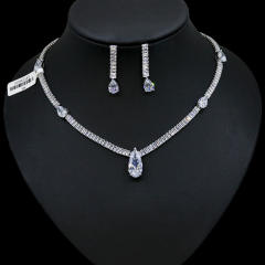 Occident fashion luxury pave setting cubic zircon necklace set
