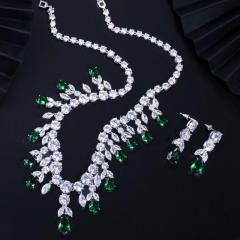 AAA luxury cubic zircon statement diamond necklace set