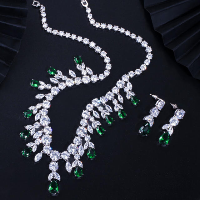 AAA luxury cubic zircon statement diamond necklace set