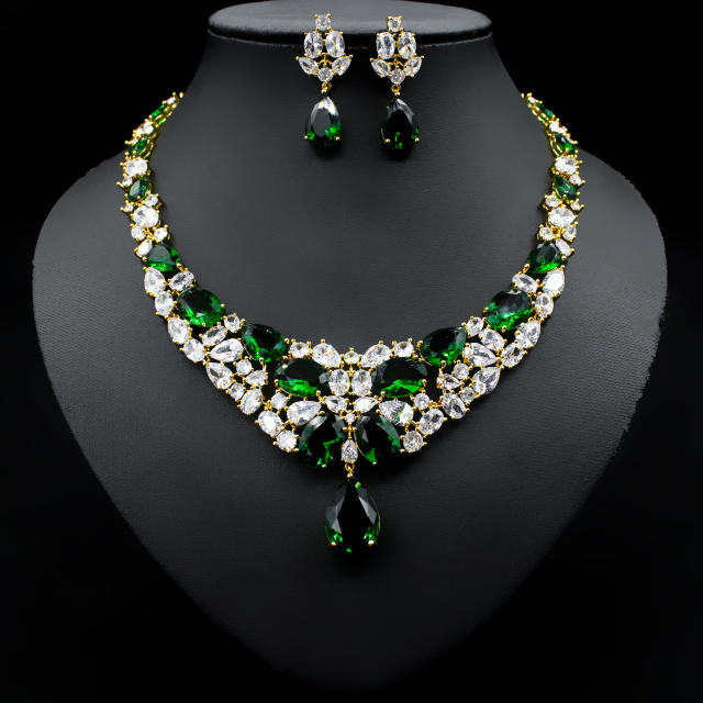 Occident fashion luxury colorful cubic zircon necklace set