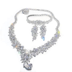 Luxury pave setting color cubic zircon necklace set