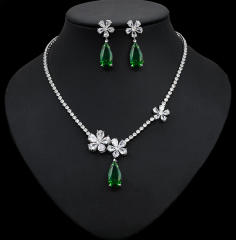 Luxury diamond drop flower diamond necklace set