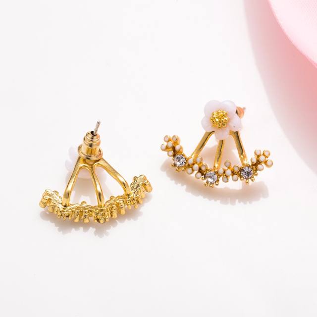 Korean fashion daisy flower jacket earrings