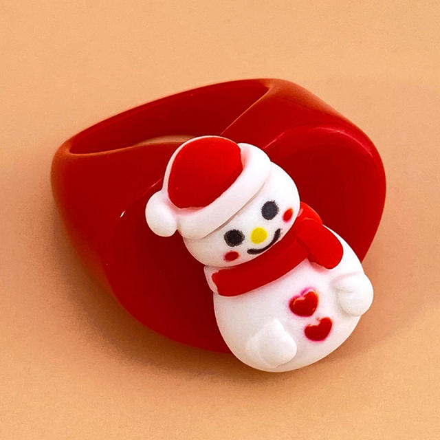 Concise cartoon christmas resin rings humor rings