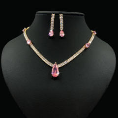 Occident fashion luxury pave setting cubic zircon necklace set