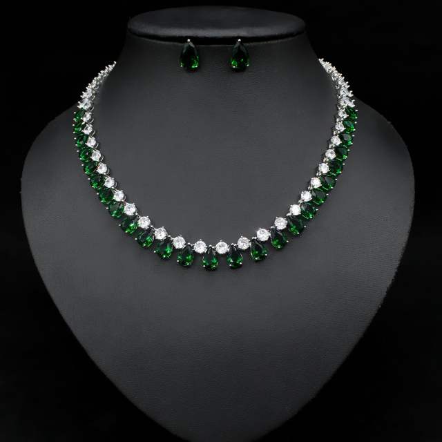 Luxury top quality cubic zircon diamond necklace set