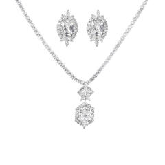 Fashion square shape color cubic zircon wedding necklace set