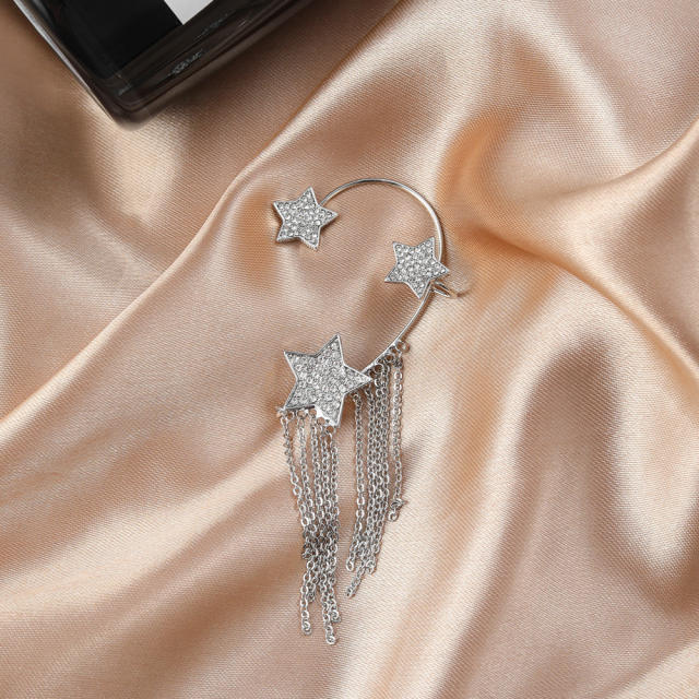 Diamond star long tassel ear wrap