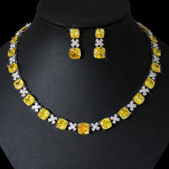 Luxury colorful cubic zircon pave setting necklace set