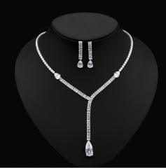 Delicate colorful cubic zircon diamond necklace set