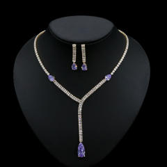 Delicate colorful cubic zircon diamond necklace set